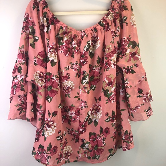 Speed Limit Flower Print Blouse 1X - Picture 3 of 5